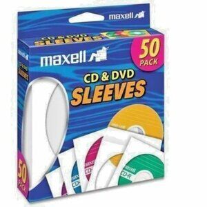 Maxell Blank 50 Pk CD-400 CD/DVD Paper Sleeves With Clear Window190135 New 2017